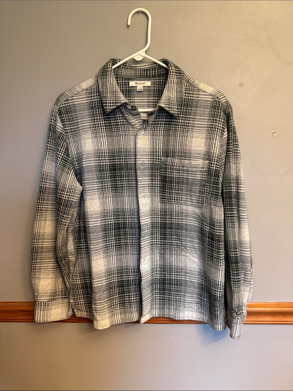 Madewell The Devoe Knit Houndstooth Plaid Flannel Shacket M Unisex Boyfriend